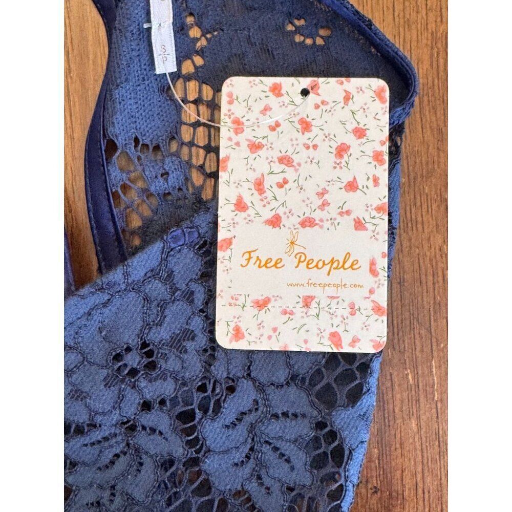Free People Womens Halter Lace Top Sweet Meadow Dreams In Blue Sz S - Picture 8 of 11